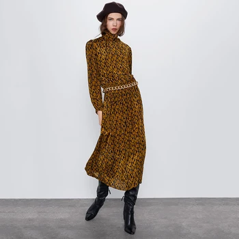 ZA Autumn Winter New Print Dress Women Fashion High Collar with Bow Long Sleeve Elastic Waist Print Drape Dress Girl Party Gift 
ZA Autumn Winter New Print Dress Women Fashion High Collar with Bow Long Sleeve Elastic Waist Print Drape Dress Girl Party Gift