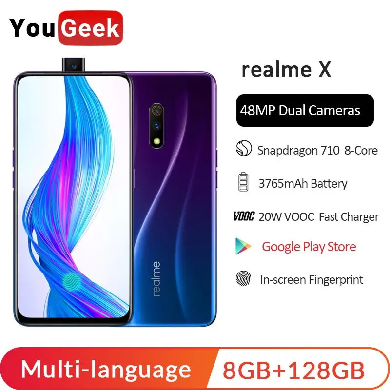 realme X 8GB RAM 128GB ROM Snapdragon 710 Octa Core Moblie Phone Pop-up Camera Cellphone OPPO VOOC Fast Charge 3.0 Smartphone
realme X 8GB RAM 128GB ROM Snapdragon 710 Octa Core Moblie Phone Pop-up Camera Cellphone OPPO VOOC Fast Charge 3.0 Smartphone