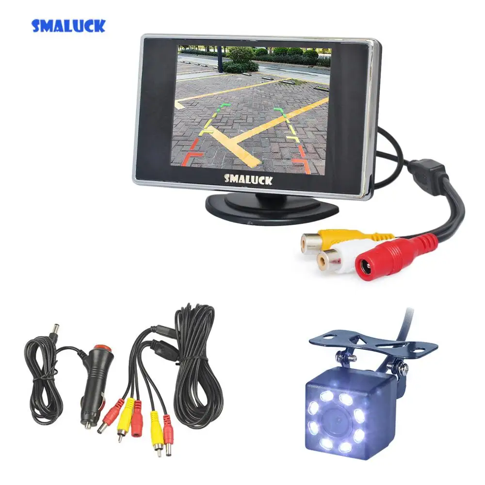 

SMALUCK Wire 3.5" TFT LCD Backup HD Car Monitor Rear View Car LED Camera Kit Reversing Auto Parking Assistance System