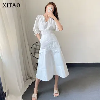 XITAO Korean Style White V Neck Drawstring Sense of Design Pull Sleeve 2020 Spring Summer Fashion New A Line Dress DMY4588
XITAO Korean Style White V Neck Drawstring Sense of Design Pull Sleeve 2020 Spring Summer Fashion New A Line Dress DMY4588