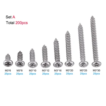 200pcs Pan head/Flat head/Truss head Stainless Steel 304 M3 Self Tapping Screws for Woodworking
200pcs Pan head/Flat head/Truss head Stainless Steel 304 M3 Self Tapping Screws for Woodworking