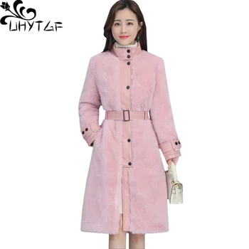 UHYTGF New quality sheep sheared winter fur coat fashion high neck belt elegant womens jacket luxury lambswool warm fur coat 407 
UHYTGF New quality sheep sheared winter fur coat fashion high neck belt elegant womens jacket luxury lambswool warm fur coat 407