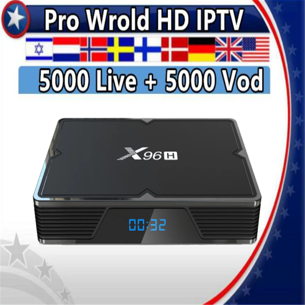 X96H Android 9.0/HDMI/Dual wifi/6K Smart TV box&Pro World hd iptv Subscription Nordic France Sweden Netherlands Israel Arabic
X96H Android 9.0/HDMI/Dual wifi/6K Smart TV box&Pro World hd iptv Subscription Nordic France Sweden Netherlands Israel Arabic
