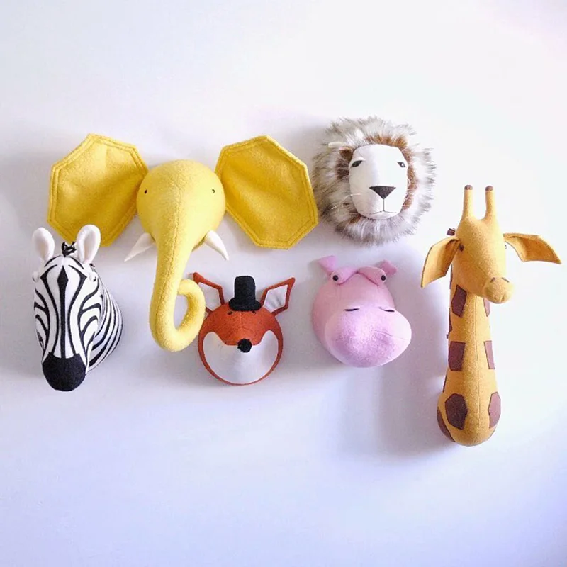 Фото Зебра/Слон/Жираф 3D голова животного настенное крепление детские мягкие игрушки