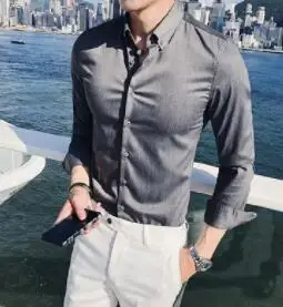 New 2018 solid color matching men's slim shirt with long sleeve shirt G-10 
New 2018 solid color matching men's slim shirt with long sleeve shirt G-10