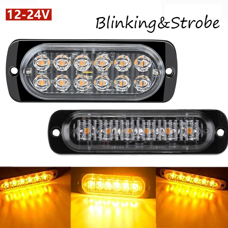 

Strobe Light Car 12/24V Warning Side Marker Blinking Amber Emergency Truck Motorcycle LED Light Bar Police Flash Light