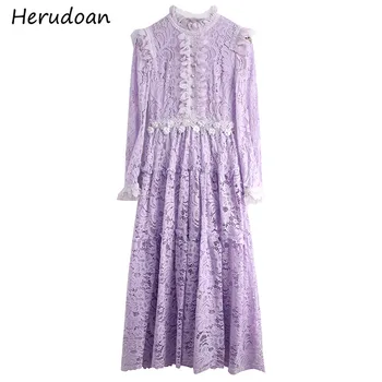 Herudoan Summer Fashion Runway Designer Dress Women Solid Violet Long sleeve Beading Button Bohemian A Line Midi Dress Vestoidos
Herudoan Summer Fashion Runway Designer Dress Women Solid Violet Long sleeve Beading Button Bohemian A Line Midi Dress Vestoidos