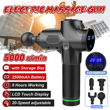 5000r/min Therapy Massage Gun 20 Files LED Muscle Massager Pain Sport Massage Machine Relax Body Slimming Relief 4 Heads
5000r/min Therapy Massage Gun 20 Files LED Muscle Massager Pain Sport Massage Machine Relax Body Slimming Relief 4 Heads