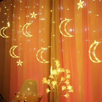 Moon Star Lamp LED String Light Ins Christmas Holiday Lighting Indoor Bedroom Living Room Window Decoration 220V Fairy Light 
Moon Star Lamp LED String Light Ins Christmas Holiday Lighting Indoor Bedroom Living Room Window Decoration 220V Fairy Light