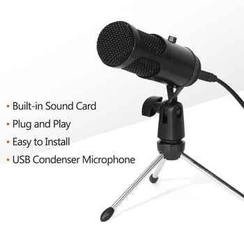 USB Condenser Microphone Plug and Play Computer Mic with Volume Control for Gaming Recording Live Streaming
USB Condenser Microphone Plug and Play Computer Mic with Volume Control for Gaming Recording Live Streaming