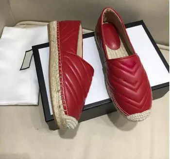 Women fashion flat chevron-quilted leather espadrilles with signature ornament braided-jute platform Round jute-capped toe
Women fashion flat chevron-quilted leather espadrilles with signature ornament braided-jute platform Round jute-capped toe