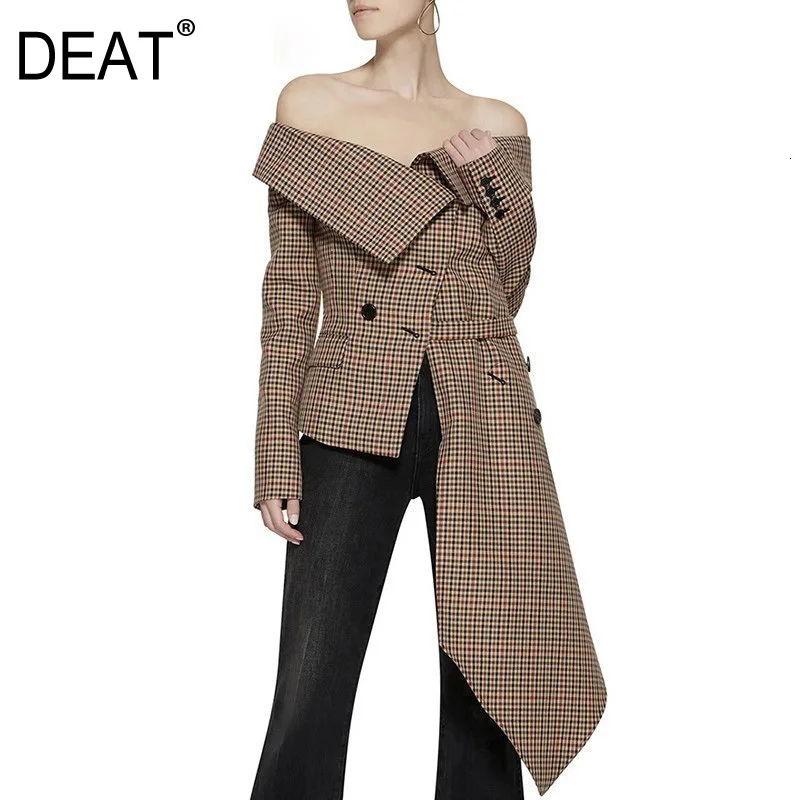 DEAT 2019 Personalized Plaid Off-the-shoulder Asymmetric Suit One-shoulder Slanted Shoulder Swallowtail Waist Coat 19F-a282
DEAT 2019 Personalized Plaid Off-the-shoulder Asymmetric Suit One-shoulder Slanted Shoulder Swallowtail Waist Coat 19F-a282