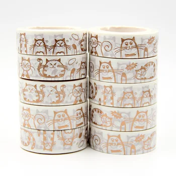 New 10pcs/set 15MM*10M Foil Lovely Cat washi tape DIY decoration scrapbooking masking tape adhesive tape kawaii stationery 
New 10pcs/set 15MM*10M Foil Lovely Cat washi tape DIY decoration scrapbooking masking tape adhesive tape kawaii stationery