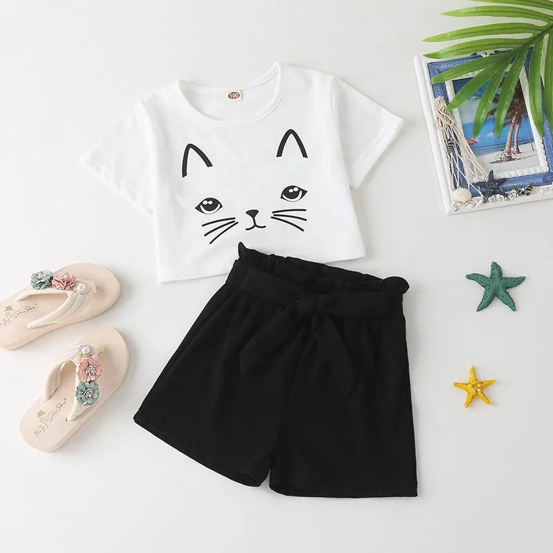 2 Pieces Cotton Girls Clothing Sets Summer Tee Shirt Children Sets Kids Cat Cartoon Clothes Suit Shorts Outfits 3-7T 
2 Pieces Cotton Girls Clothing Sets Summer Tee Shirt Children Sets Kids Cat Cartoon Clothes Suit Shorts Outfits 3-7T