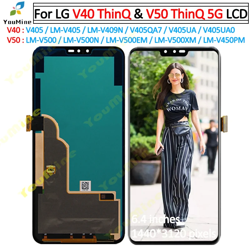 Для LG V40 ЖК-дисплей сенсорный экран дигитайзер V405 сборка Замена для V50 ThinQ 5G LCD |