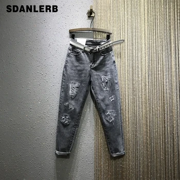 Denim Harem Pants Women's 2020 Spring New High-Waist Loose Ripped Denim Pants Female Students Streetwear Jeans Jean Pants
Denim Harem Pants Women's 2020 Spring New High-Waist Loose Ripped Denim Pants Female Students Streetwear Jeans Jean Pants