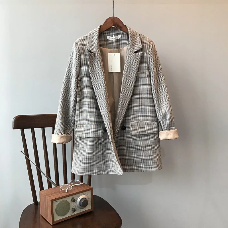 HXJJP Spring Autumn Blazer Slim Korean Restore Plaid Suit Loose Suit Harajuku Vintage Jacket Feminine Outwear
HXJJP Spring Autumn Blazer Slim Korean Restore Plaid Suit Loose Suit Harajuku Vintage Jacket Feminine Outwear