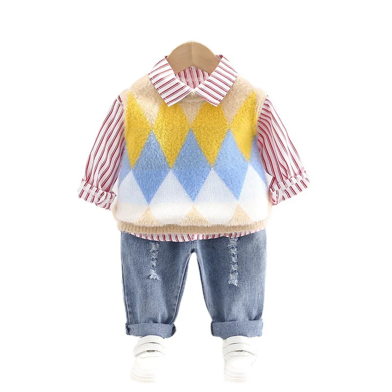 Spring Toddler Cotton Costume Baby Boys Clothes Suit Children Vest Striped Shirt Pants 3Pcs/Sets Autumn Kids Fashion Sportswear
Spring Toddler Cotton Costume Baby Boys Clothes Suit Children Vest Striped Shirt Pants 3Pcs/Sets Autumn Kids Fashion Sportswear