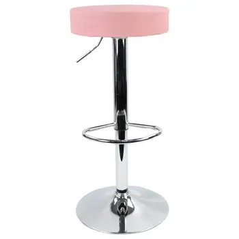 KKTONER Round Bar Stool PU Leather with Footrest Height Adjustable Swivel PubChair Home Kitchen Bar stools Backless Stool (Pink)