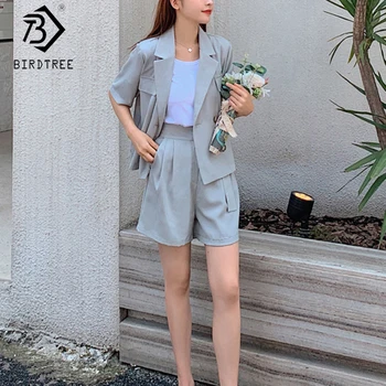 2020 Summer Women Suits Two Pieces Set Notched Double-breasted Short Sleeve Blazer Tops And Elastic Waist Shorts S05903K
2020 Summer Women Suits Two Pieces Set Notched Double-breasted Short Sleeve Blazer Tops And Elastic Waist Shorts S05903K