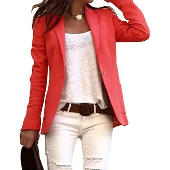 Women Elegant Business OL Coat Slim Suit Solid Color Long Sleeve Jackets -MX8 
Women Elegant Business OL Coat Slim Suit Solid Color Long Sleeve Jackets -MX8