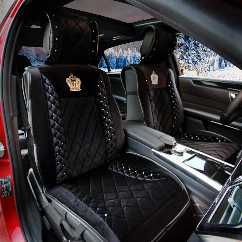 Fashion-Stud-Rhinestone-Plush-Fur-Car-Seat-Covers-Universal-Winter-Bling-Crystal-Crown-Auto-Seat-Cushion-3