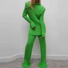 Turtleneck Sweater Pant Set Long Sleeve Knitted Long Sweater Rib Flare Pant Autumn 2021 Fashion Stripe Loose Women 2 Piece Set
Turtleneck Sweater Pant Set Long Sleeve Knitted Long Sweater Rib Flare Pant Autumn 2021 Fashion Stripe Loose Women 2 Piece Set