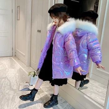Girls Autumn Winter Jacket 2020 Children Girl Mid-length Cotton Padded Coats Kids Fur Collar Thickened hooded Shiny Parkas
Girls Autumn Winter Jacket 2020 Children Girl Mid-length Cotton Padded Coats Kids Fur Collar Thickened hooded Shiny Parkas