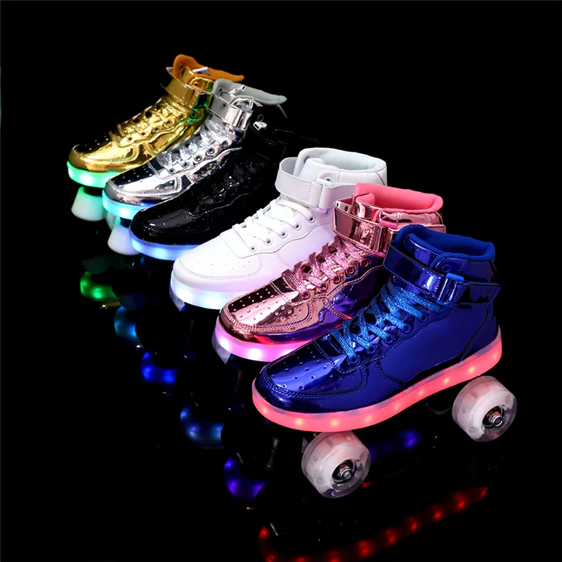 New Style Led Rechargeable 7 Colorful Luminous Double Row 4 Wheel Roller Skates Patines Outdoor Men Women Shoes
New Style Led Rechargeable 7 Colorful Luminous Double Row 4 Wheel Roller Skates Patines Outdoor Men Women Shoes