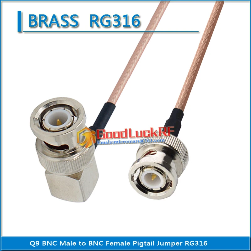 

High-quality Dual Q9 BNC Male to BNC Male Right Angle 90 Degree Pigtail Jumper RG316 extend Cable Brass RF connector Adapter