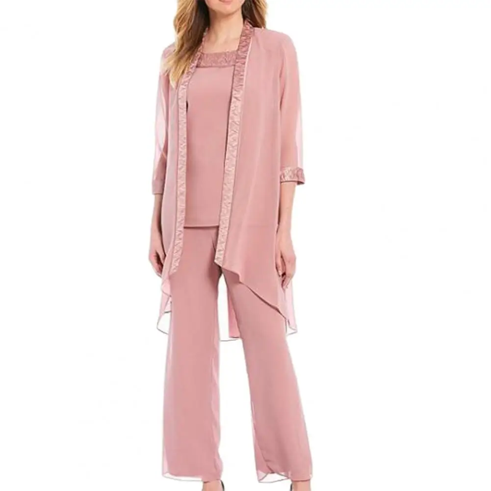 Elegent Suits Mid Rise Straight-leg Women Lace Trim Chiffon Top Pants for Wedding Party dresy damskie 2021
Elegent Suits Mid Rise Straight-leg Women Lace Trim Chiffon Top Pants for Wedding Party dresy damskie 2021