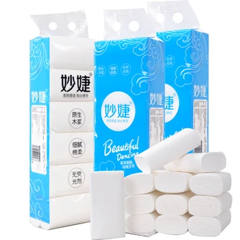 

12/28 rolls of coreless roll paper 4 layers of wood roll paper affordable household toilet paper Toilet paper Soft toilet paper