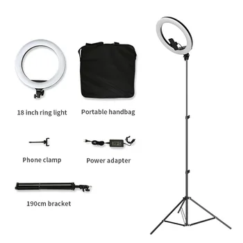 18" Selfie Ring Light with Tripod Stand & Phone Holder, 3200-5800K Dimmable Beauty Ringlight for Live Stream/Makeup/YouTube/Vlog
18" Selfie Ring Light with Tripod Stand & Phone Holder, 3200-5800K Dimmable Beauty Ringlight for Live Stream/Makeup/YouTube/Vlog