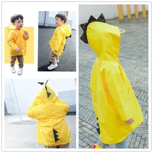 Crianças com capuz crianças capas de chuva para meninas meninos impermeável capa de chuva para crianças bonito dinossauro em forma de chuva casaco (amarelo)(China)