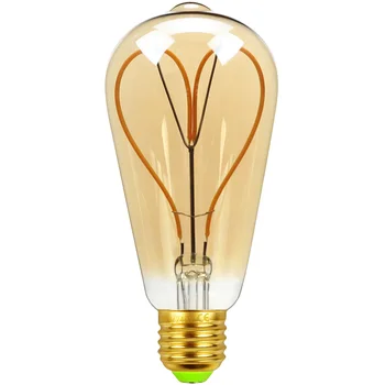 

TIANFAN Led Bulbs Vintage Light Bulb ST64 Edison Bulb 4W Dimmable Heart Filament Amber Clear 110V 220V 100V Decorative Bulb