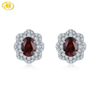 Hutang 2.75ct Garnet Flower Stud Earrings Natural Gemstone Solid 925 Sterling Silver Fine Elegant Cubic Zirconia Jewelry for New 
Hutang 2.75ct Garnet Flower Stud Earrings Natural Gemstone Solid 925 Sterling Silver Fine Elegant Cubic Zirconia Jewelry for New