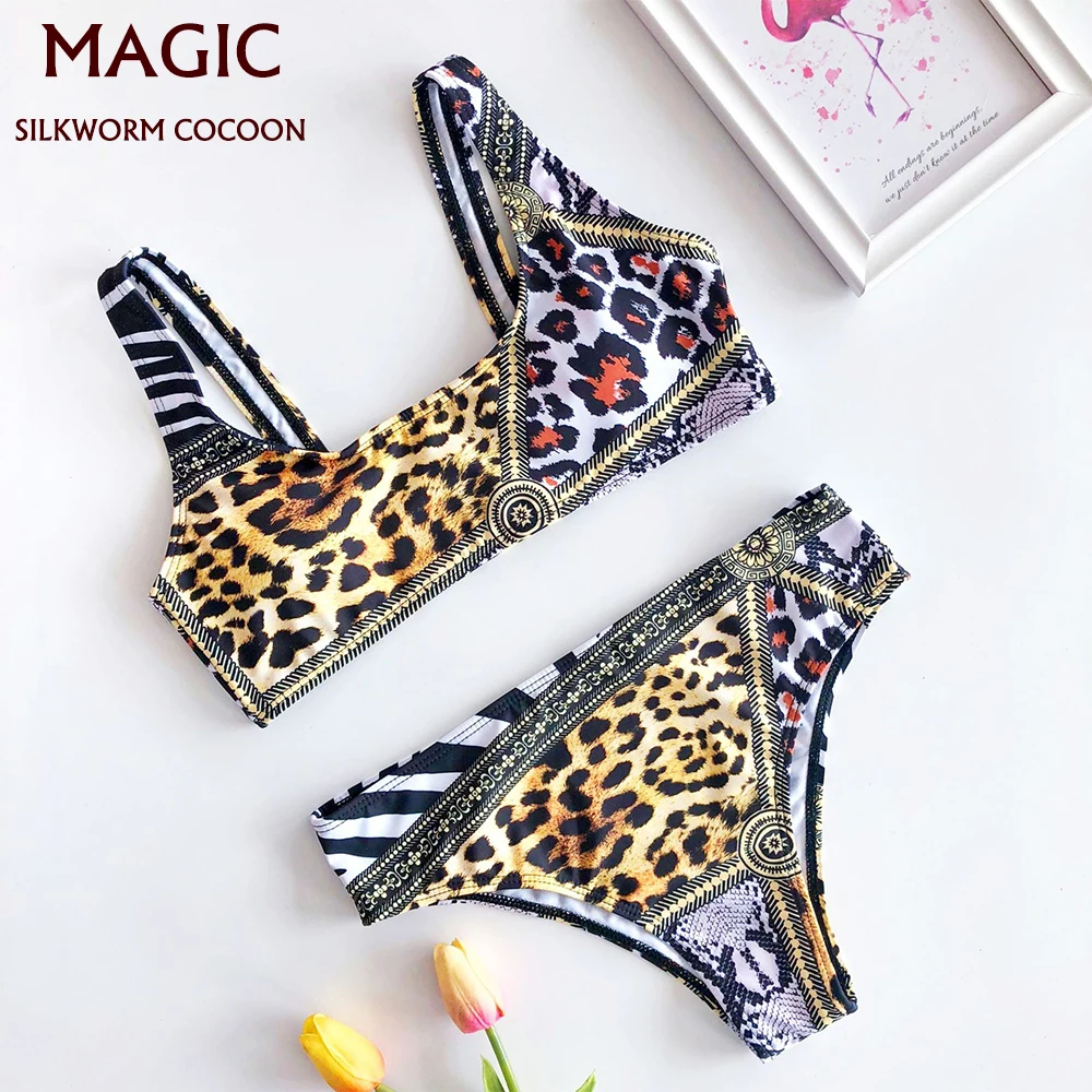 2Pcs Women Sexy High Waist Bikini Set Padded Bra Swimsuit Bathing Monokini Zebra Leopard Print Stitching Swimwear Beachwear
2Pcs Women Sexy High Waist Bikini Set Padded Bra Swimsuit Bathing Monokini Zebra Leopard Print Stitching Swimwear Beachwear