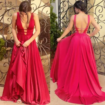 Simple Satin Prom Dresses Long A-Line Deep V-Neck Backless Cheap Evening Dress Formal Party Gowns Robe De Soiree 2020
Simple Satin Prom Dresses Long A-Line Deep V-Neck Backless Cheap Evening Dress Formal Party Gowns Robe De Soiree 2020