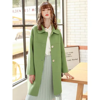 New women's avocado green tweed coat for autumn and winter 2019 long wool double-sided nylon coat 97170
New women's avocado green tweed coat for autumn and winter 2019 long wool double-sided nylon coat 97170