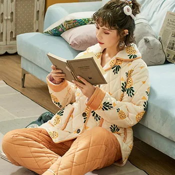 Fdfklak Warm three-layer crystal fleece winter pajamas women cotton coral fleece home suit thick women's pajama set new pyjama
Fdfklak Warm three-layer crystal fleece winter pajamas women cotton coral fleece home suit thick women's pajama set new pyjama