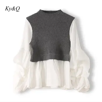 2020 Spring New Fashion Knit Sweater Ruffles Patchwork Women Puff Sleeve Slim Lotus Leaf Hem Fake Two Pullover Jumper Clothes
2020 Spring New Fashion Knit Sweater Ruffles Patchwork Women Puff Sleeve Slim Lotus Leaf Hem Fake Two Pullover Jumper Clothes