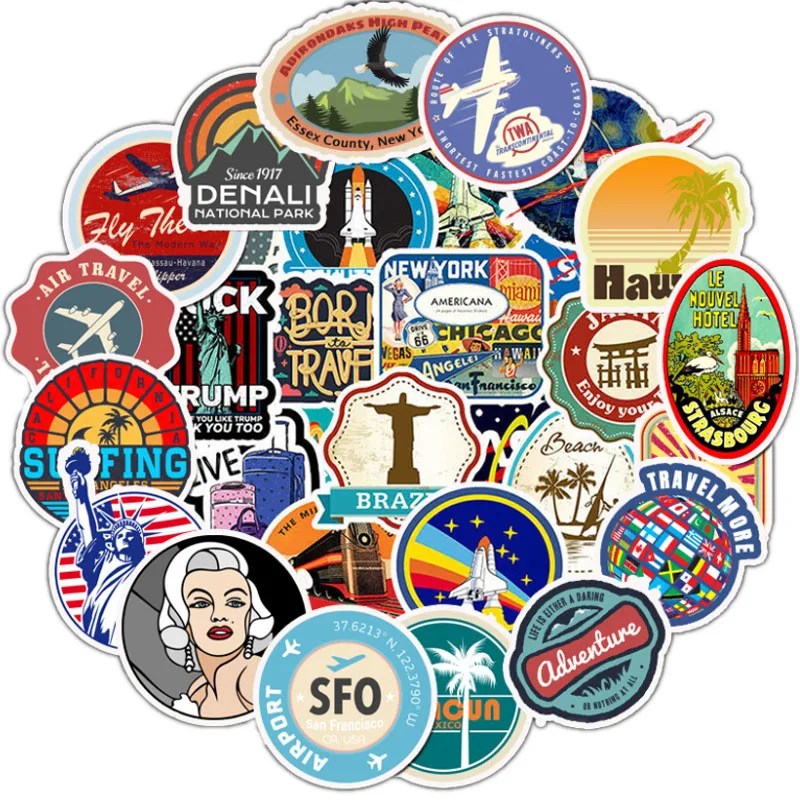 10/30/50PCS Cartoon Retro Outdoor Travel Signs Stickers Waterproof PVC Skateboard Guitar Luggage Motorcycle Laptop Sticker Toys 
10/30/50PCS Cartoon Retro Outdoor Travel Signs Stickers Waterproof PVC Skateboard Guitar Luggage Motorcycle Laptop Sticker Toys