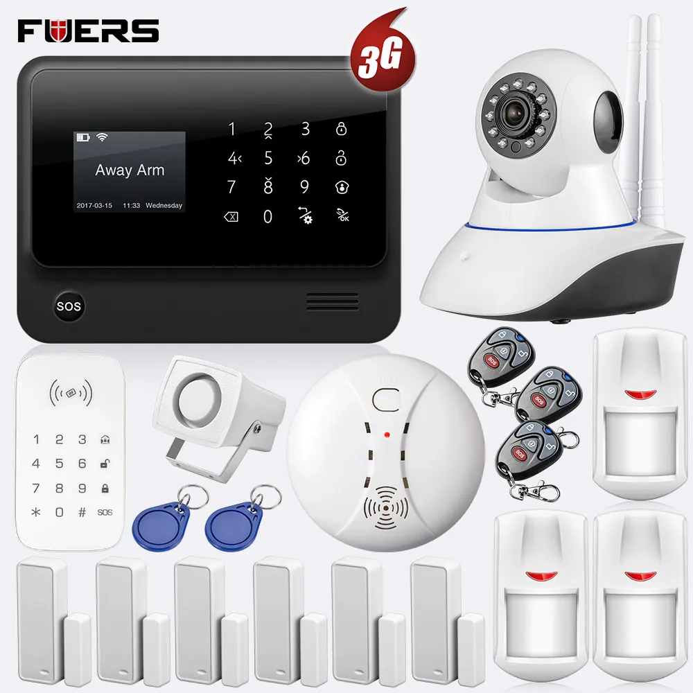 FUERS 2019 3GG90B 2.4G Wireless GSM WIFI Security Alarm System Home Security alarm system with 720P IP Camera
FUERS 2019 3GG90B 2.4G Wireless GSM WIFI Security Alarm System Home Security alarm system with 720P IP Camera