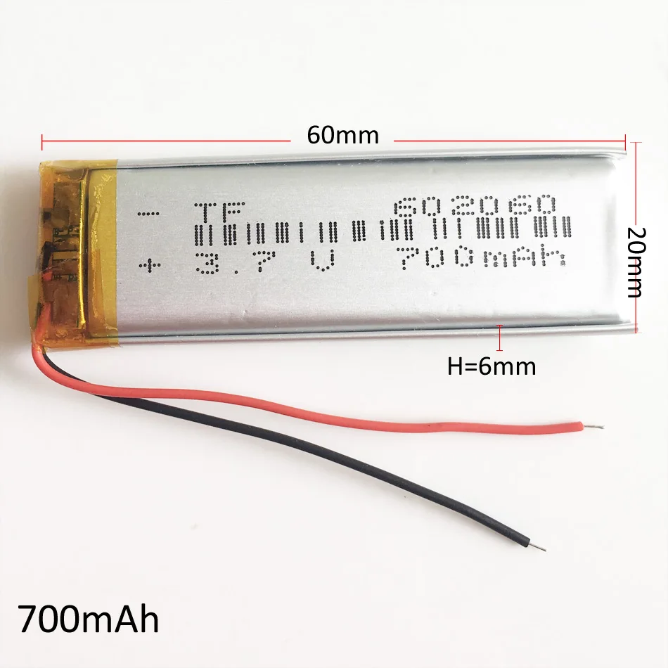 3.7V 700mAh Lithium Polymer LiPo Rechargeable Battery 602060 For Mp3 MP4 GPS bluetooth ebook power bank bluetooth speaker
3.7V 700mAh Lithium Polymer LiPo Rechargeable Battery 602060 For Mp3 MP4 GPS bluetooth ebook power bank bluetooth speaker