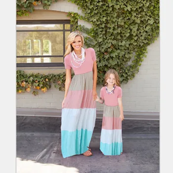 mother daughter dresses family matching clothes short sleeve patchwork striped elastic waist baby and mom summer dress
mother daughter dresses family matching clothes short sleeve patchwork striped elastic waist baby and mom summer dress