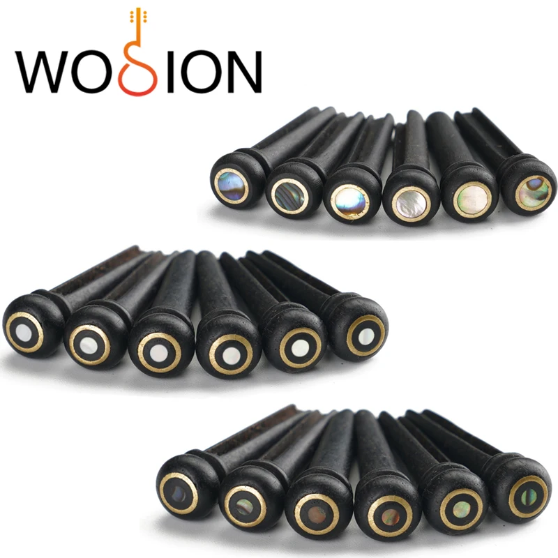 Wosion Ebony acoustic guitar bridge pin Black , inlaid with copper ring small white shell , small color shell , big color shell
Wosion Ebony acoustic guitar bridge pin Black , inlaid with copper ring small white shell , small color shell , big color shell