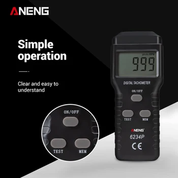 ANENG 6234P Digital Tachometer Laser RPM Gauge For Motorcycle Non Contact 2.5~99999RPM
ANENG 6234P Digital Tachometer Laser RPM Gauge For Motorcycle Non Contact 2.5~99999RPM
