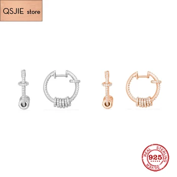 QSJIE Fashion Charm Sterling Silver Original 1:1 Copy,Single Hoop Luxury Earrings With Sliding Rings Jewelry Gift For Female
QSJIE Fashion Charm Sterling Silver Original 1:1 Copy,Single Hoop Luxury Earrings With Sliding Rings Jewelry Gift For Female