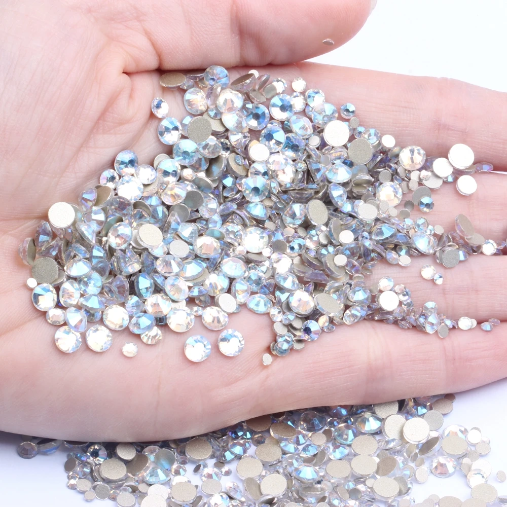 

Non Hotfix Gold Bottom Blue Moon Many Size Crystal Rhinestones Glass Glue On For Wedding Dresses DIY Nail Art Decorations