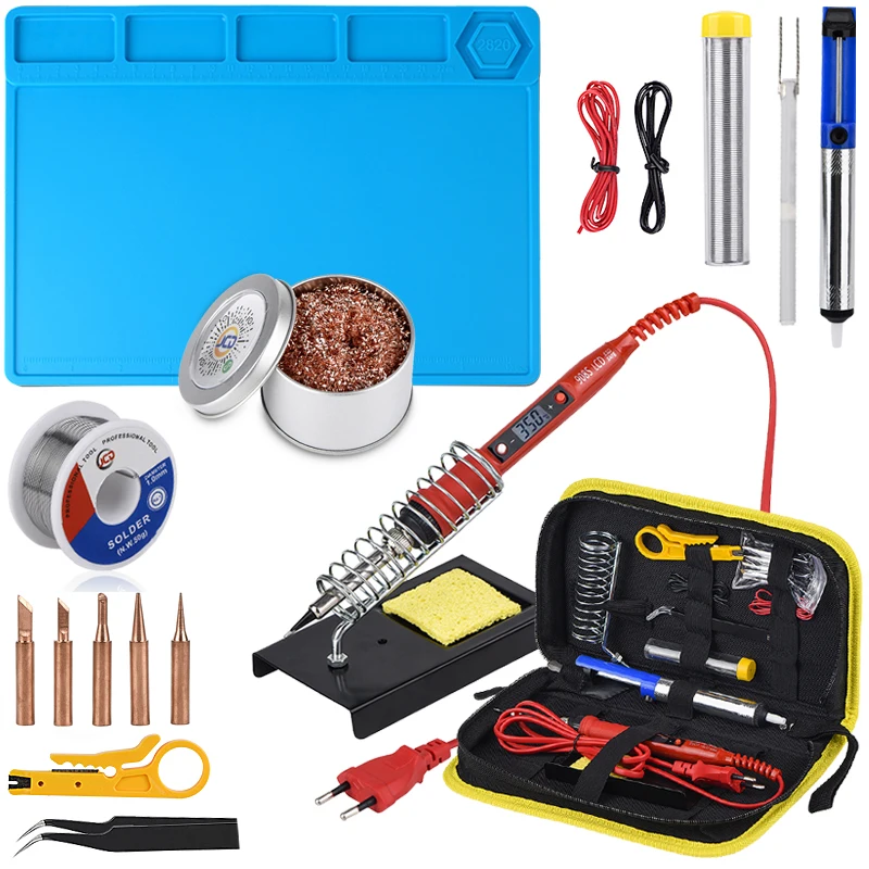 JCD Electric Soldering Iron Kit Adjustable Temperature LCD 80W 220V Solder Iron With Quality Working Mat and Tips Welding Wire
JCD Electric Soldering Iron Kit Adjustable Temperature LCD 80W 220V Solder Iron With Quality Working Mat and Tips Welding Wire